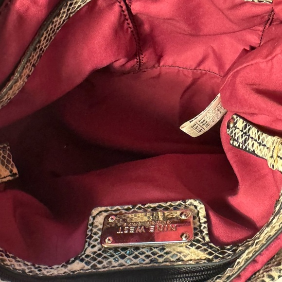 Nine West Snake Print Man Made Material Shoulder Bag, zipper and snap closure - Picture 8 of 14